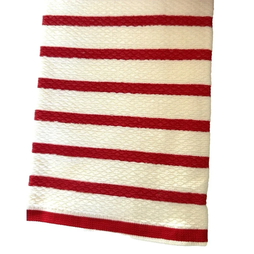 Kate Spade Kitchen Dish Towels Strawberries Pink White Red Cotton Set of 2